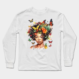 Watercolor Juneteenth Butterfly Girl Long Sleeve T-Shirt